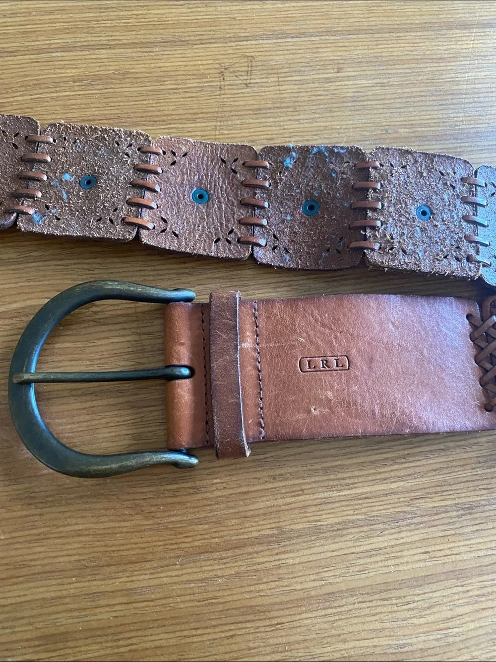 Lauren Ralph Lauren Gorgeous Large Leather Medallion Belt Large Brass Buckle L